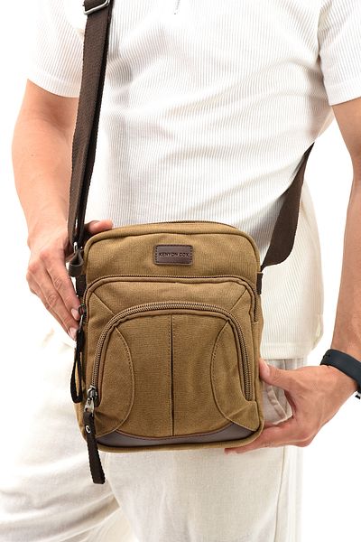 By Hakan eba-5067 Μπεζ πάνινη τσάντα ώμου - Messenger Bag