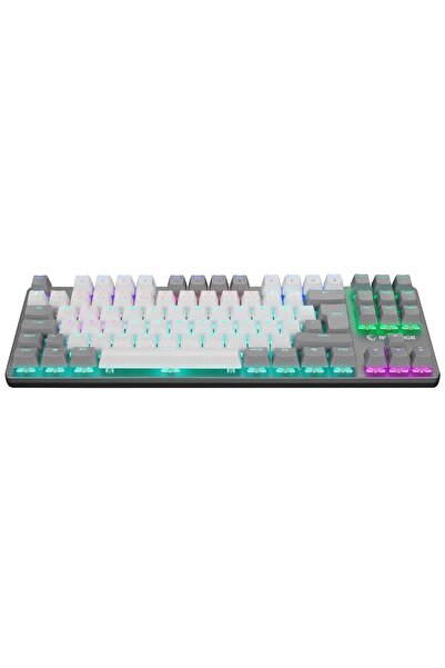 Rampage Snug K14 Beyaz/gri Kırmızı Red Switch Rainbow 87 Tuş Tkl Mekanik Gaming Oyuncu Klavyesi Kompakt