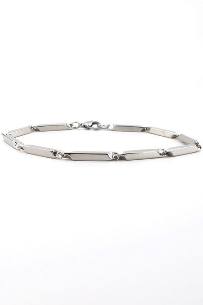 Solfera Bright Silver Color, Stainless Steel Men's Bracelet - Bar Rod Shaped BL175