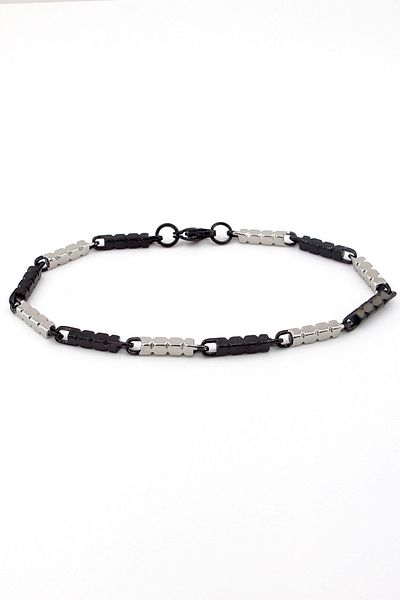 Solfera Men's Bracelet BL178 - Black and White Double Color, Stick Stainless Steel