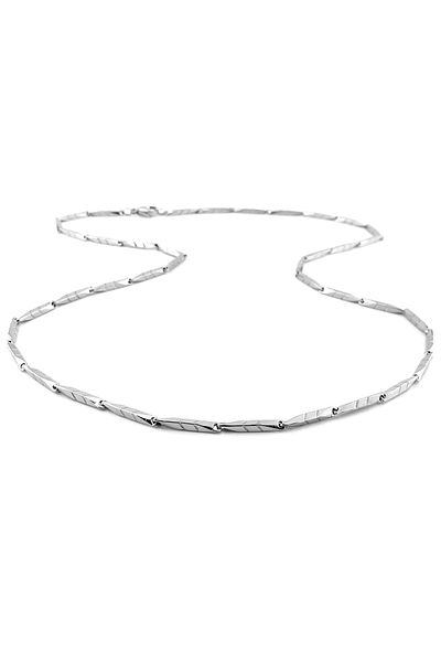 Solfera Men's Necklace - Silver Color, Stainless Steel, Bar Bar and Notch Pattern Q0885