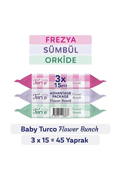 Baby Turco Flower Bunch Cep Mendili 3x15 45 Yaprak