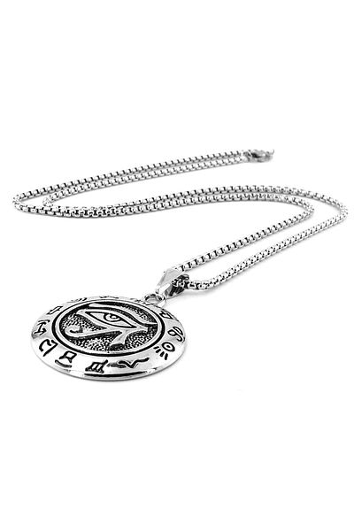 Solfera Men's Steel Necklace - Eye of Horus Ancient, Egypt All Seeing, Stainless Q0886