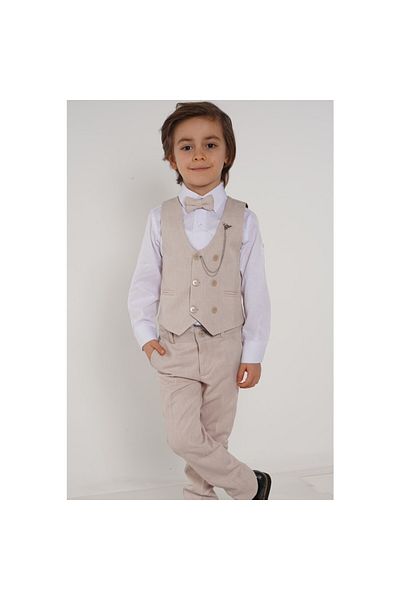 Meriç bebe Boy - 4-Piece Honeycomb Patterned Suit with Vest and Bow Tie