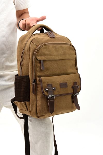 Fiyaka eba-1027 Canvas Backpack - Σχολική τσάντα Camping & Travel με θήκη φορητού υπολογιστή - ΜΠΕΖ