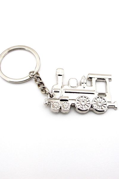 Solfera Shiny Silver Colored Locomotive Train Metal Keychain - KC124