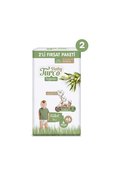 Baby Turco Economic Deal - Doğadan 2-Piece Panty Diapers, Size 6 Xlarge - 92 Pieces