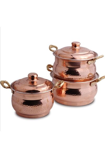 Zinnun طقم وعاء ساخن كلاسيكي من النحاس