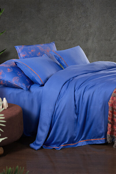 Sarev Name Blue Double Duvet Cover Set - 100% Cotton Lyocell
