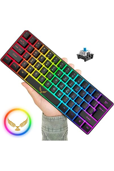 CROW'S TECH Lord Blue Switch Mini Rgb Oyun Klavyesi Gaming Mekanik 62 Tuşlu 1...