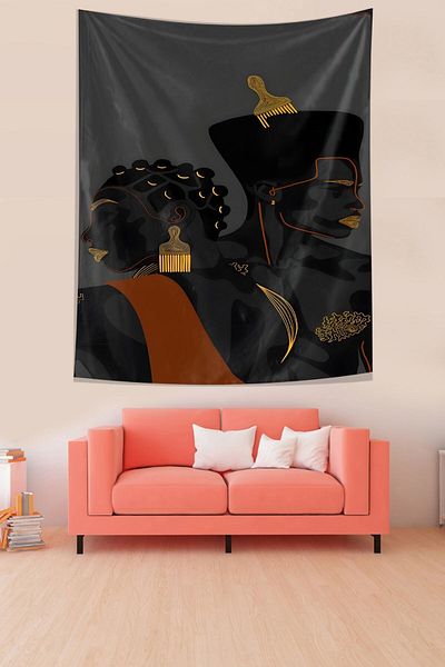 on the clouds Black Women's and Men's Stain Resistant Fabric Wall Cover Wall Tapestry Tapestry