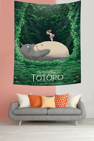 on the clouds Hayao Miyazaki Anime Vecinul meu Totoro Tapiserie de perete din țesătură rezistentă la pete Tapiserie