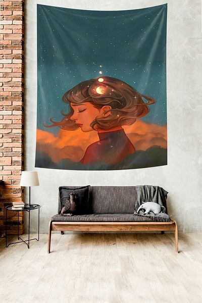 on the clouds Tapiserie din țesătură anti-pete Universe - Husă de perete și covor