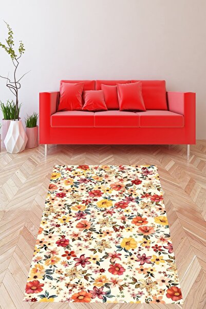 on the clouds Çeşitli Çiçek Serpiştirme Desen Yıkanabilir Kaymaz Taban Leke T...