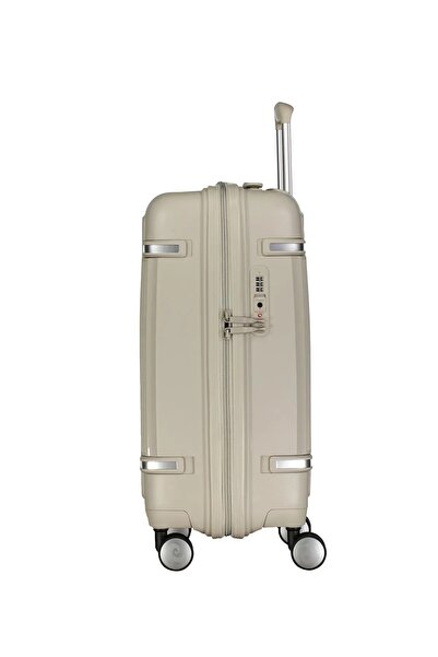 Pierre Cardin 7070 Büyük Boy Polipropilen Kırılmaz Tekerlekli Valiz Şifreli GRİ