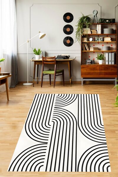 on the clouds Bohem İskandinav Yarım Geometrik Şekil Çizgi Yıkanabilir Kaymaz...