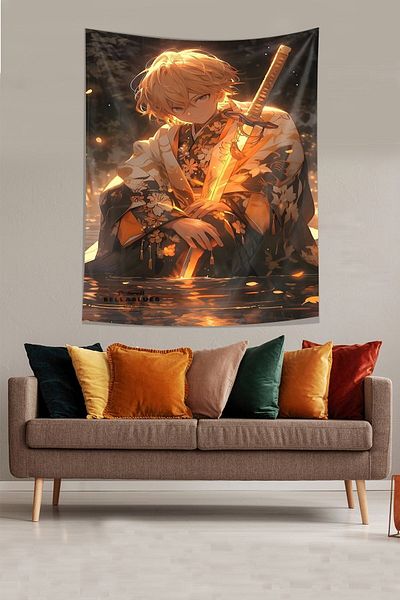 on the clouds Demon Slayer Anime Poster Pânză rezistentă la pete Tapet de perete Covor Tapiserie