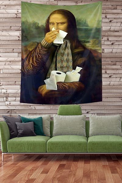 on the clouds Αστεία θεματική Mona Lisa Stain Resistant υφασμάτινο κάλυμμα τοίχου Ταπετσαρία τοίχου