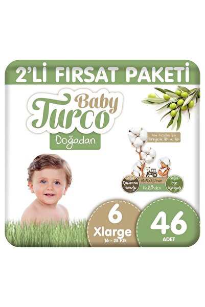 Baby Turco Doğadan 2'Li Fırsat Paketi Bebek Bezi 6 Numara Xlarge 46 Adet