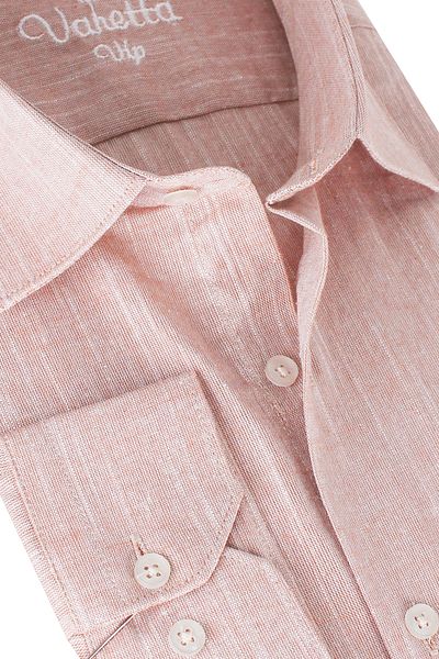 Varetta Ανδρικό πουκάμισο Hot Pink - Μακρυμάνικο, Λινό Εφέ, Τσέπες, Βαμβακερό