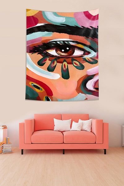 on the clouds Watercolor Women's Eye Stain Resistant Fabric Wall Cover Wall Tapestry Tapestry