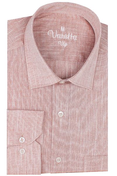 Varetta Ανδρικό πουκάμισο Hot Pink - Μακρυμάνικο, Λινό Εφέ, Τσέπες, Βαμβακερό