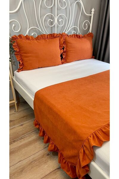 Decamor home Tile Bed Runner Cushion Cover Set Tile Double Size 3 Pieces