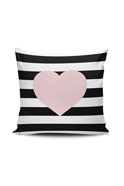 Alkan Homes غطاء وسادة مطبوع رقمي على شكل قلب مخطط