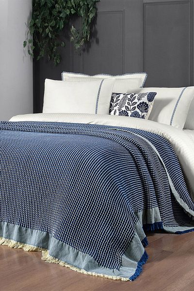 Sarev Iona Double Duvet Cover and Bedspread Set - 100% Cotton