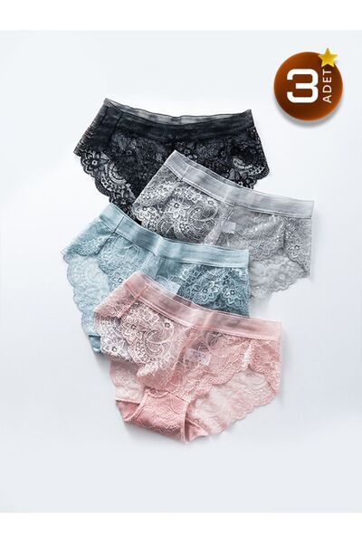 Eces Design Low Waist Lace Underwear 3 Color Mixing Eco-Friendly Bikini Seamless Briefs 1035