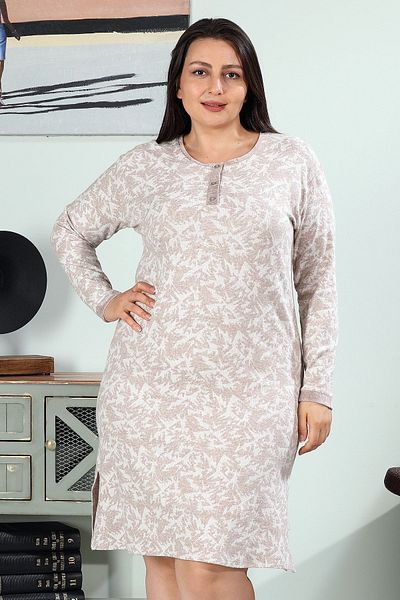 Bella Linda Βελούδινο Νυχτικό Plus Size - Μακρυμάνικο