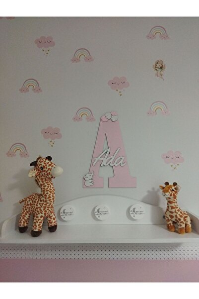 woodengifts ÇOCUK VE BEBEK ODASI HARF ÜZERİ İSİMLİ KAPI VE DUVAR KAPI SÜSÜ PA...