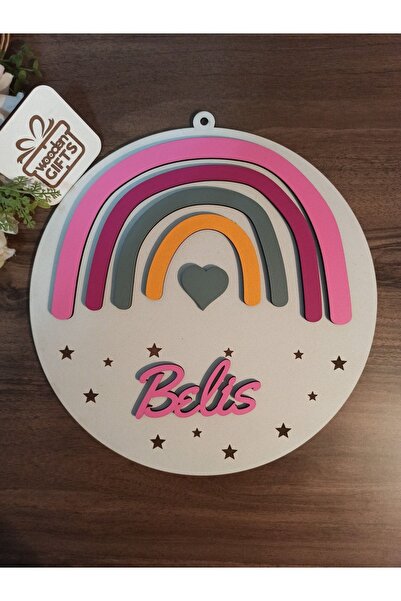 woodengifts ÇOCUK VE BEBEK ODASI HARF ÜZERİ İSİMLİ KAPI VE DUVAR KAPI SÜSÜ PA...