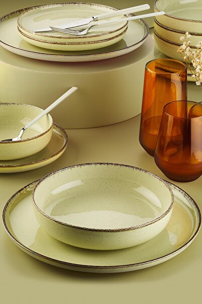 Kütahya Porselen Moderna Yemek Takımı Pearl Bej/sarı 4 Kişilik 16 Parça