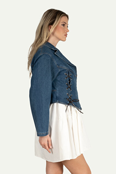 RUCHA Denim Korse Detaylı Ceket