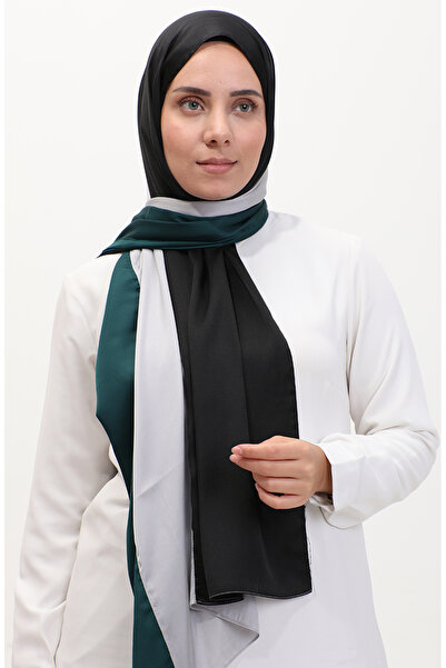 sefamerve Three Color Karaca Shawl - 81049-35 Gray Emerald Green