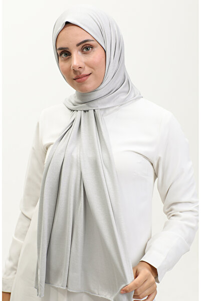 sefamerve Ασημί Γκρι Απλό Χτενισμένο Βαμβακερό Σάλι - 90160-13