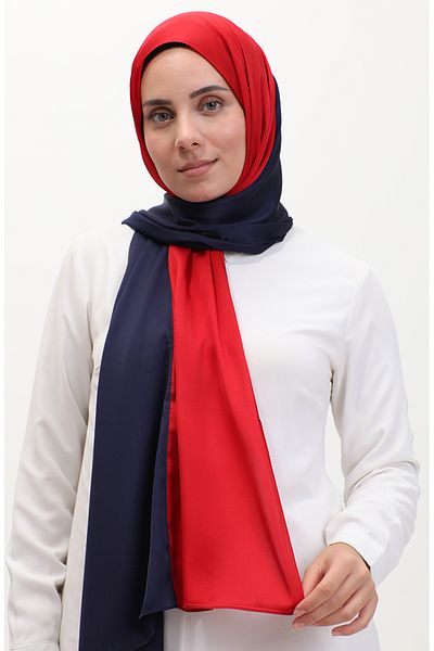 sefamerve شال Karaca ثلاثي الألوان - 81049-22 أزرق داكن وأحمر