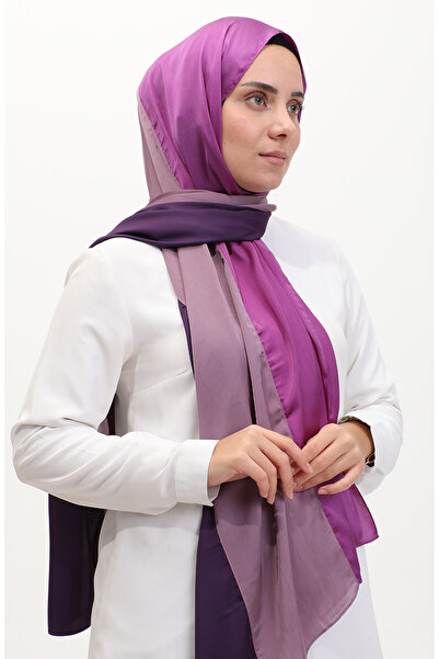 sefamerve Three Color Karaca Shawl - 81049-29 Purple Lilac and Fuchsia