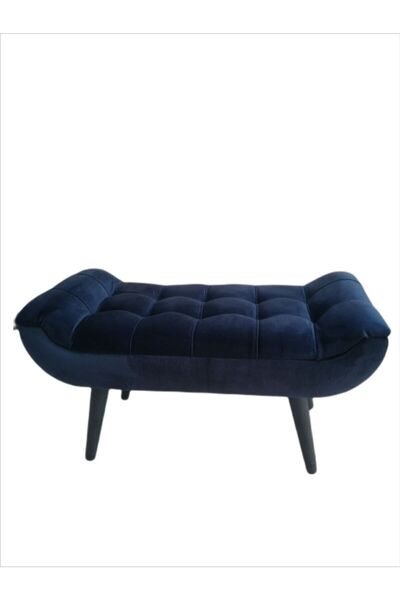 Kargolagelsin Sofaist Dekoratif Ahşap Ayaklı Kapitoneli Puf Lacivert