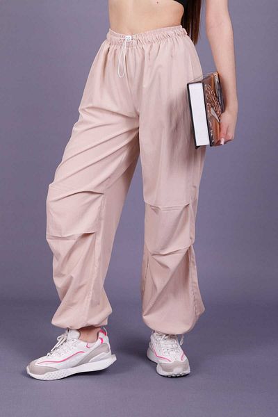 SHAWY Beige Women's Trousers - Elastic and Loose Fit
