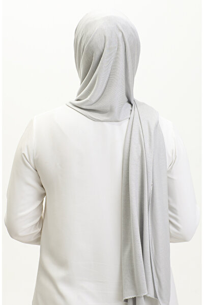 sefamerve Ασημί Γκρι Απλό Χτενισμένο Βαμβακερό Σάλι - 90160-13