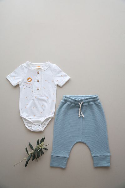 hoppies Blue Cotton Jogger Pants for Baby Girl and Boy - Comfortable Fit, Pique Fabric -900010011hpnt-5