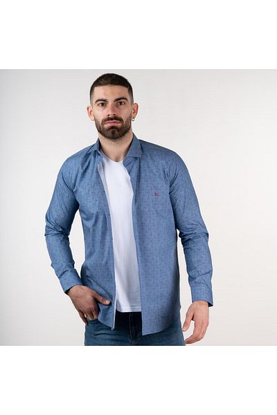 AKÇAYLAR Мъжка дънкова риза с шарки Ecer Slimfit