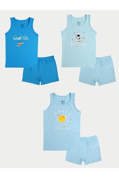 vitmo Βαμβακερό Σετ εσώρουχα και μπόξερ 3 τμχ για αγόρι - Mix Colors Astro 6 τμχ