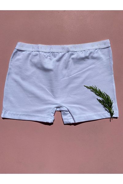 LEYNA BUTİK Boxer mini pantaloni scurți albi - 3 bucăți, țesătură din bumbac și lycra