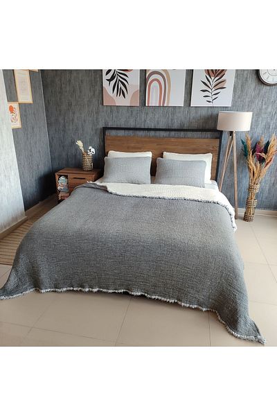 destinyhometex Anthracite 6 Layer Muslin Quilt / King Size 240X260