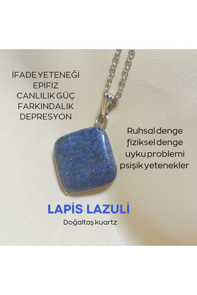 kuartz Lapis Lazuli Sertifikalı Kolye. Uzman Tarafından Onaylanmış Test Edilm...