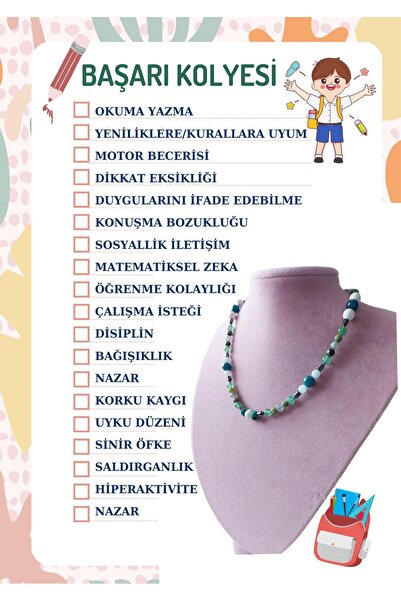 GİZEMLİ DOĞAL TAŞ Gizemli Doğal Taş Erkek Öğrenci Başarı Kolyesi Turkuaz Labr...