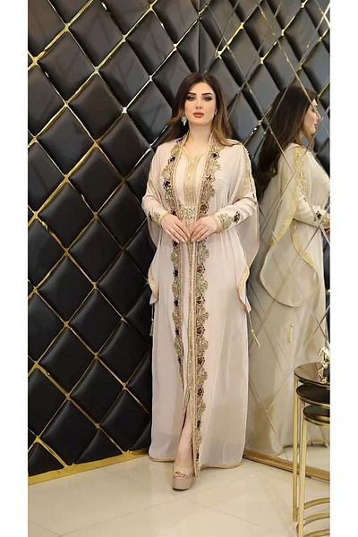 ZENABİYEM Zena Fashion Above 6 Dresses Abaya Gold Embroidered Belt Evening Dress Caftan Local